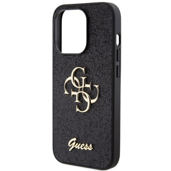 Guess GUHCP15LHG4SGK iPhone 15 Pro 6.1" black hardcase Glitter Script Big 4G