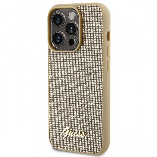 Guess GUHCP15LPMSDGSD iPhone 15 Pro 6.1" gold hardcase Disco Metal Script