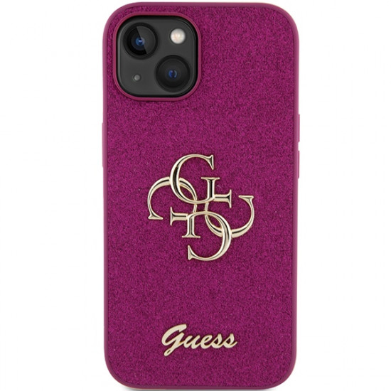 Guess GUHCP15SHG4SGU iPhone 15 6.1" purple hardcase Glitter Script Big 4G