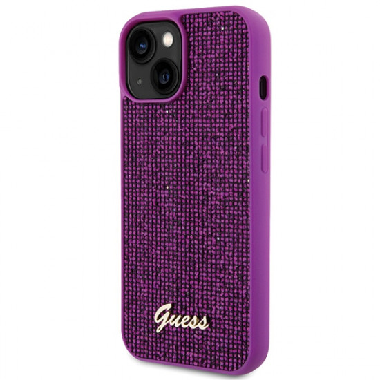 Guess GUHCP15SPMSDGSF iPhone 15 6.1" fuschia hardcase Disco Metal Script