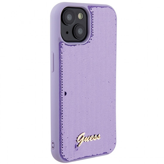 Guess GUHCP15SPSFDGSU iPhone 15 6.1" purple hardcase Sequin Script Metal