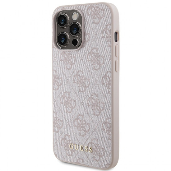 Guess GUHCP15XG4GFPI iPhone 15 Pro Max 6.7" pink hard case 4G Metal Gold Logo