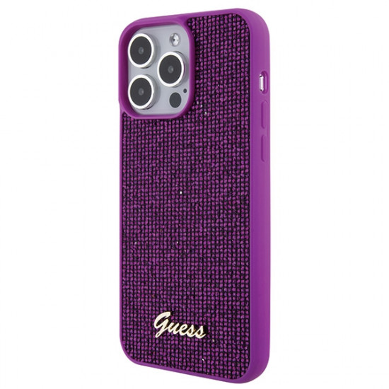 Guess GUHCP15XPMSDGSF iPhone 15 Pro Max 6.7" fuschia hardcase Disco Metal Script