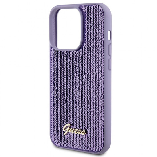 Guess GUHCP15XPSFDGSU iPhone 15 Pro Max 6.7" purple hardcase Sequin Script Metal