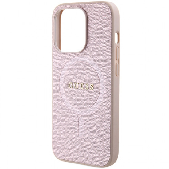 Guess GUHMP15LPSAHMCP iPhone 15 Pro 6.1" pink hardcase Saffiano MagSafe