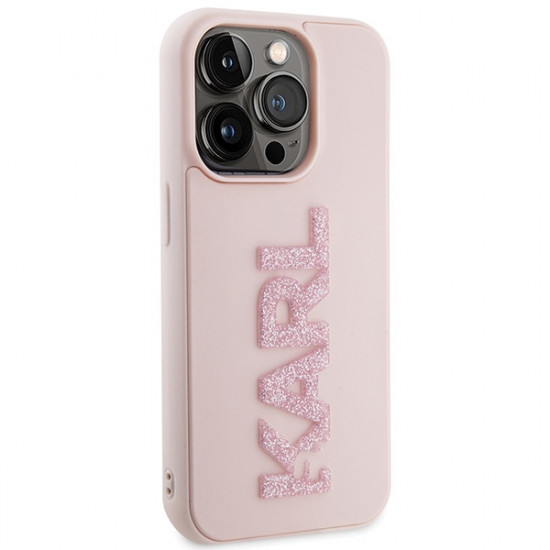 Karl Lagerfeld KLHCP15L3DMBKCP iPhone 15 Pro 6.1" pink hardcase 3D Rubber Glitter Logo