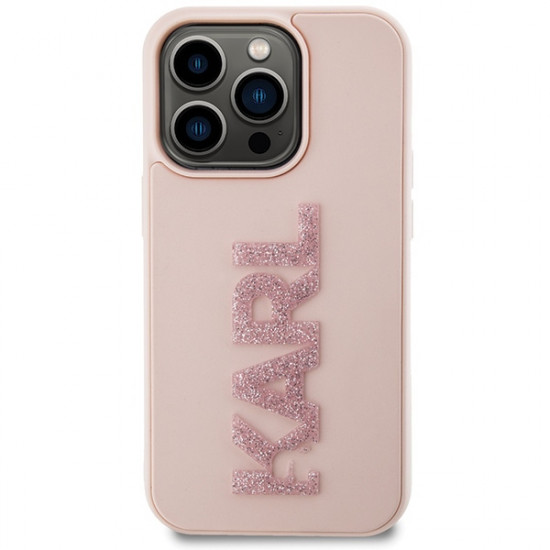 Karl Lagerfeld KLHCP15X3DMBKCP iPhone 15 Pro Max 6.7" pink hardcase 3D Rubber Glitter Logo