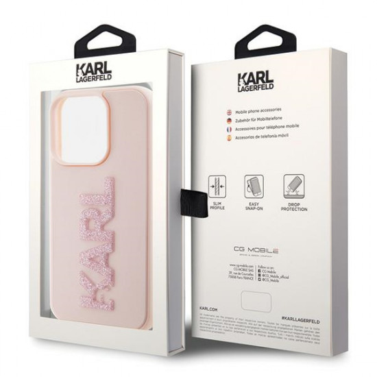 Karl Lagerfeld KLHCP15X3DMBKCP iPhone 15 Pro Max 6.7" pink hardcase 3D Rubber Glitter Logo