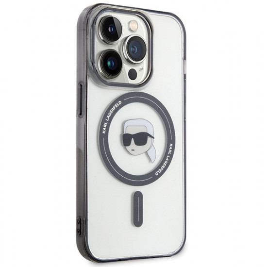 Karl Lagerfeld KLHMP15LHKHNOTK iPhone 15 Pro 6.1" transparent hardcase IML Karl`s Head MagSafe