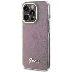 Guess GUHCP15LHDECMP iPhone 15 Pro 6.1" pink hardcase IML Faceted Mirror Disco Iridescent
