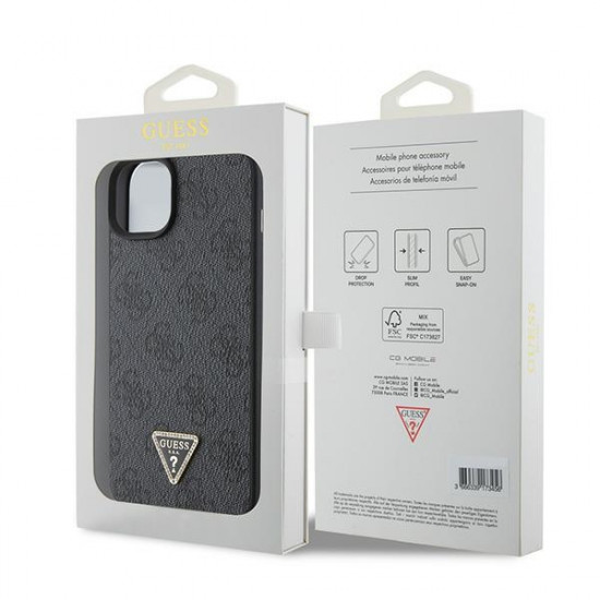 Guess GUHCP15SP4TDPK iPhone 15 6.1" black hardcase Leather 4G Diamond Triangle