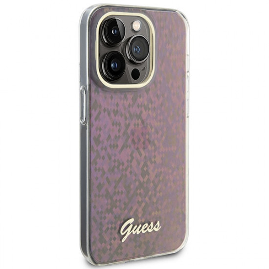 Guess GUHCP15XHDECMP iPhone 15 Pro Max 6.7" pink hardcase IML Faceted Mirror Disco Iridescent