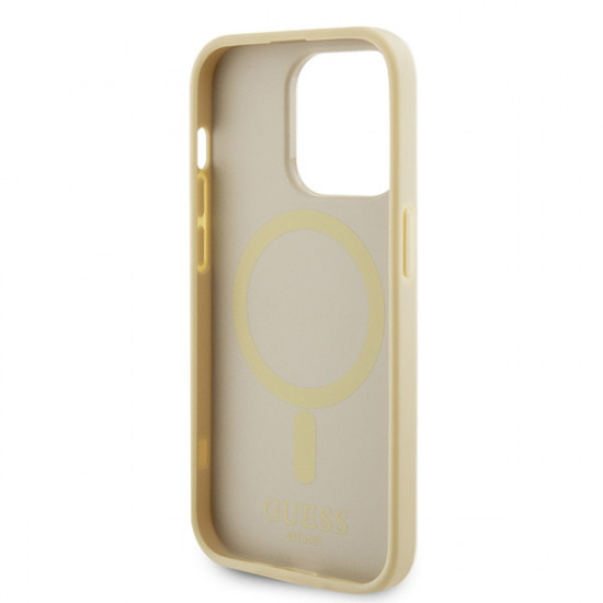 Guess GUHMP15LPSAHMCB iPhone 15 Pro 6.1" gold hardcase Saffiano MagSafe