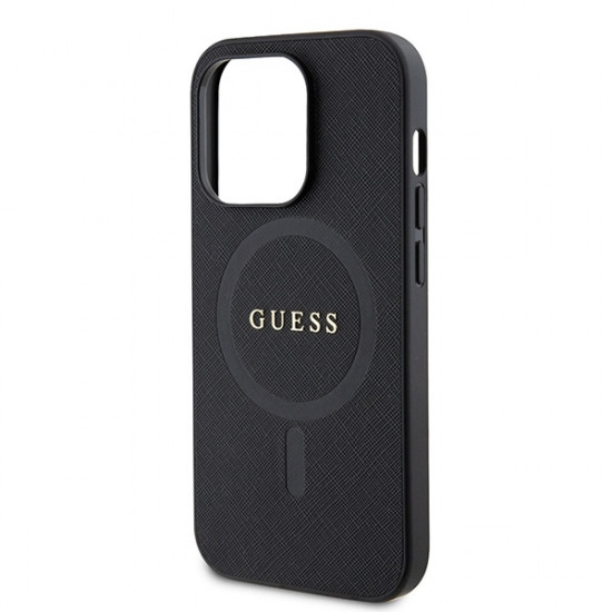 Guess GUHMP15LPSAHMCK iPhone 15 Pro 6.1" black hardcase Saffiano MagSafe