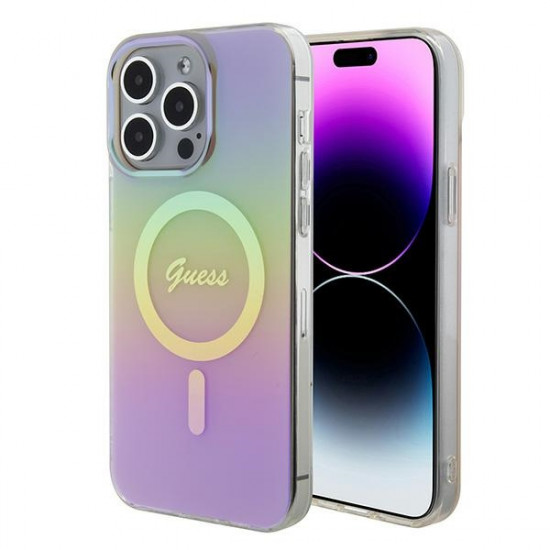 Guess GUHMP15XHITSP iPhone 15 Pro Max 6.7" pink hardcase IML Iridescent MagSafe