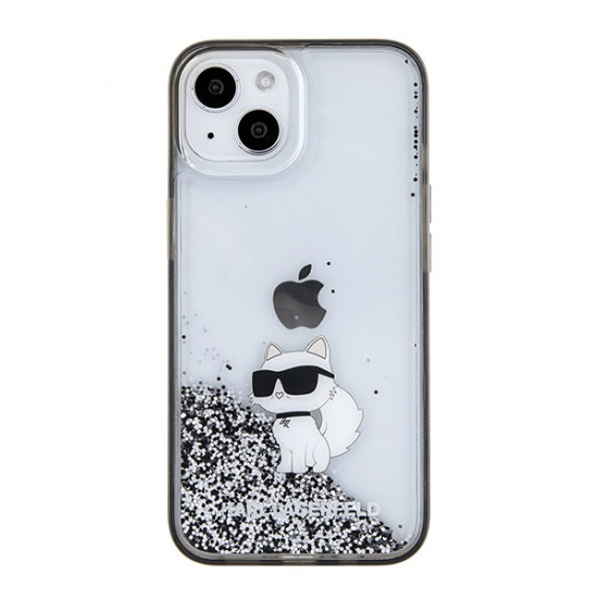 Karl Lagerfeld KLHCP15SLKCNSK iPhone 15 6.1" transparent hardcase Liquid Glitter Choupette