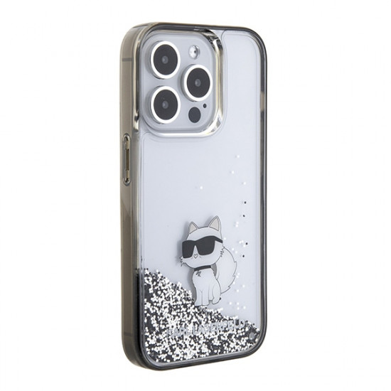 Karl Lagerfeld KLHCP15XLKCNSK iPhone 15 Pro Max 6.7" transparent hardcase Liquid Glitter Choupette