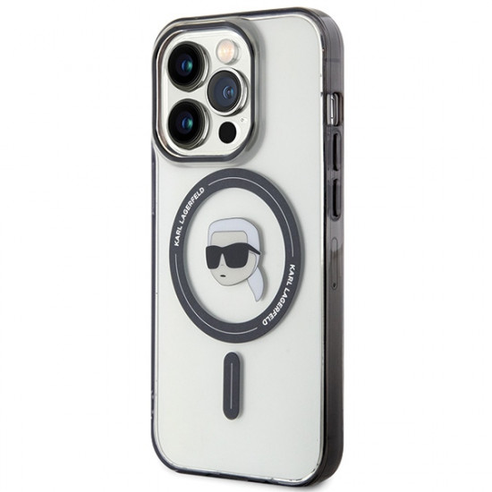 Karl Lagerfeld KLHMP15XHKHNOTK iPhone 15 Pro Max 6.7" transparent hardcase IML Karl`s Head MagSafe