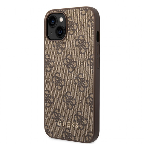 Guess GUHCP15MG4GFBR iPhone 15 Plus 6.7" brown hard case 4G Metal Gold Logo