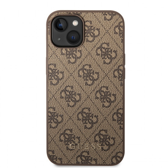 Guess GUHCP15MG4GFBR iPhone 15 Plus 6.7" brown hard case 4G Metal Gold Logo