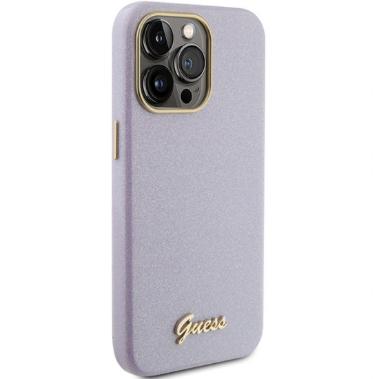 Guess GUHCP15LPGMCSL iPhone 15 Pro 6.1" lilac hardcase Glitter Glossy Script