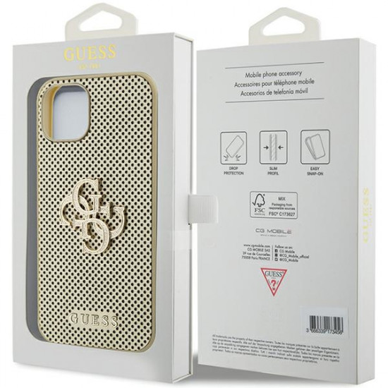 Guess GUHCP15SPSP4LGD iPhone 15 6.1" gold hardcase Perforated 4G Glitter