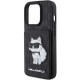 Karl Lagerfeld KLHCP15LSAKCNSCK iPhone 15 Pro 6.1" black hardcase Saffiano Cardslots and Stand Monogram Choupette