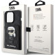 Karl Lagerfeld KLHCP15LSAKKNSCK iPhone 15 Pro 6.1" black hardcase Saffiano Cardslots and Stand Monogram Ikonik Patch