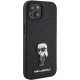 Karl Lagerfeld KLHCP15SGKNPSK iPhone 15 6.1" black hardcase Fixed Glitter Ikonik Logo Metal Pin