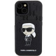 Karl Lagerfeld KLHCP15SSAKKNSCK iPhone 15 6.1" black hardcase Saffiano Cardslots and Stand Monogram Ikonik Patch