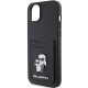 Karl Lagerfeld KLHCP15SSAPKCNPK iPhone 15 6.1" black hardcase Saffiano Cardslot Karl&Choupette Metal Pin