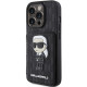 Karl Lagerfeld KLHCP15XSAKKNSCK iPhone 15 Pro Max 6.7" black hardcase Saffiano Cardslots and Stand Monogram Ikonik Patch