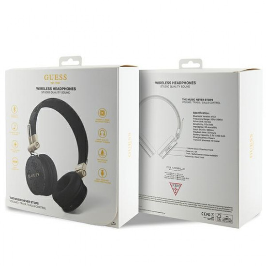 Guess Bluetooth headphones GUBH704GEMK black 4G Metal Logo