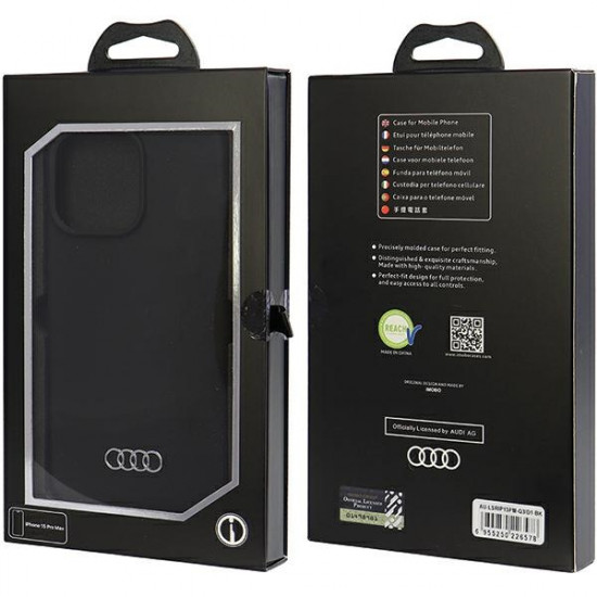 Audi Silicone Case iPhone 15 Pro Max 6.7" black hardcase AU-LSRIP15PM-Q3/D1-BK