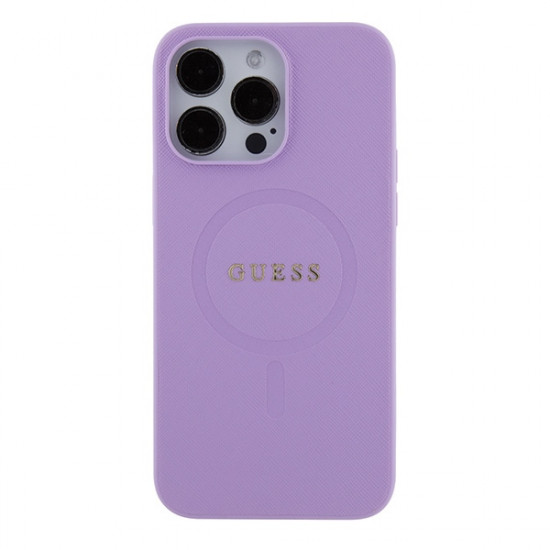 Guess GUHMP15LPSAHMCU iPhone 15 Pro 6.1" purple hardcase Saffiano MagSafe