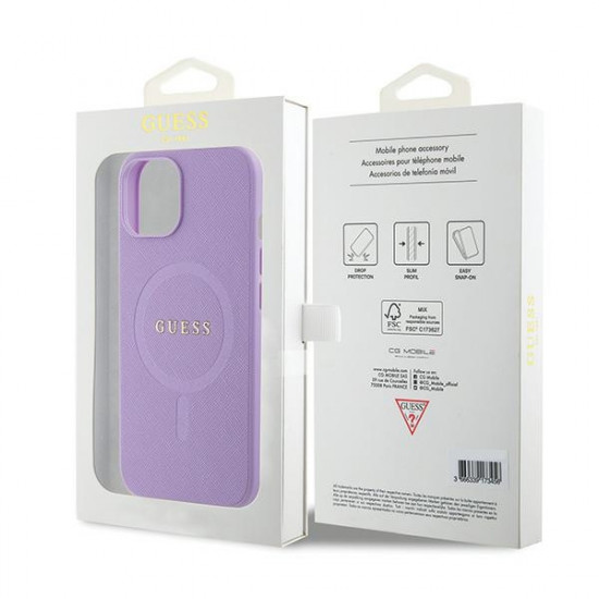 Guess GUHMP15MPSAHMCU iPhone 15 Plus 6.7" purple hardcase Saffiano MagSafe