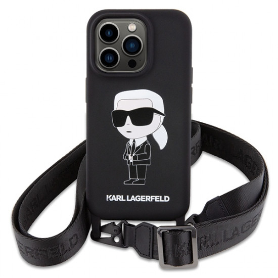 Karl Lagerfeld KLHCP15XSCBSKNK iPhone 15 Pro Max 6.7" hardcase black Crossbody Silicone Ikonik