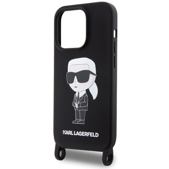 Karl Lagerfeld KLHCP15XSCBSKNK iPhone 15 Pro Max 6.7" hardcase black Crossbody Silicone Ikonik