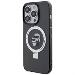 Karl Lagerfeld KLHMP15LHMRSKCK iPhone 15 Pro 6.1" black hardcase Ring Stand Karl&Choupettte MagSafe