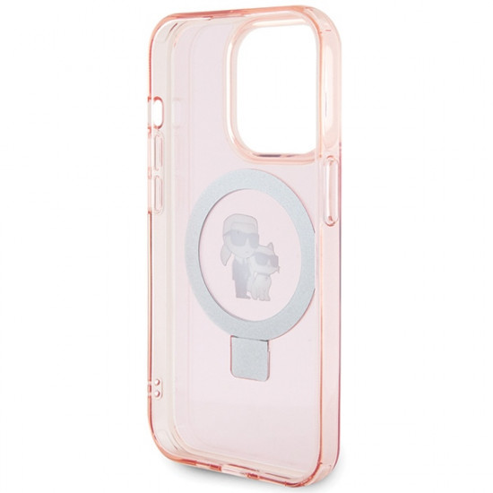 Karl Lagerfeld KLHMP15LHMRSKCP iPhone 15 Pro 6.1" pink hardcase Ring Stand Karl&Choupettte MagSafe