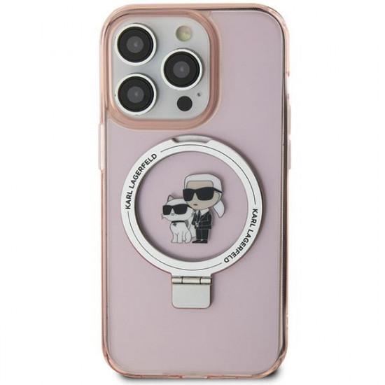 Karl Lagerfeld KLHMP15SHMRSKCP iPhone 15 6.1" pink hardcase Ring Stand Karl&Choupettte MagSafe