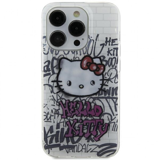 Hello Kitty HKHCP15SHDGPHT iPhone 15 6.1" white hardcase IML Kitty On Bricks Graffiti