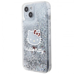 Hello Kitty HKHCP15SLIKHET iPhone 15 6.1" silver hardcase Liquid Glitter Charms Kitty Head