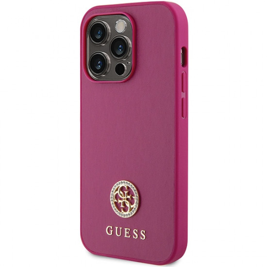 Guess GUHCP15LPS4DGPP iPhone 15 Pro 6.1" pink hardcase Strass Metal Logo