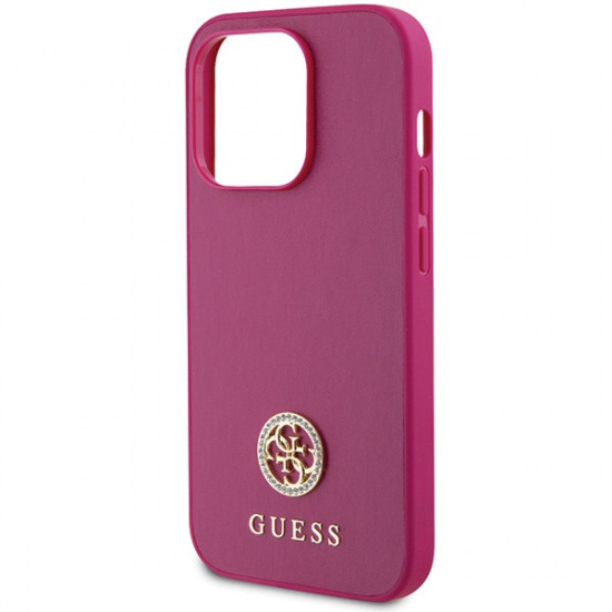 Guess GUHCP15LPS4DGPP iPhone 15 Pro 6.1" pink hardcase Strass Metal Logo