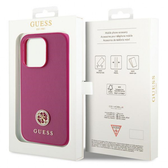 Guess GUHCP15XPS4DGPP iPhone 15 Pro Max 6.7" pink hardcase Strass Metal Logo