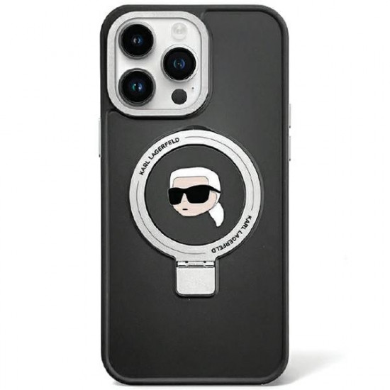 Karl Lagerfeld KLHMP15LHMRSKHK iPhone 15 Pro 6.1" black hardcase Ring Stand Karl Head MagSafe