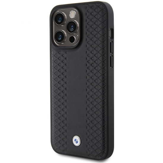 BMW BMHCP15L22RFGK iPhone 15 Pro 6.1" black Leather Diamond Pattern BMW BMHCP15L22RFGK iPhone 15 Pro 6.1" black Leather Diamond Pattern