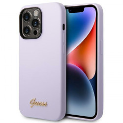 Guess GUHCP14XSLSMU Apple iPhone 14 Pro Max purple hard case Silicone Vintage Gold Logo Guess GUHCP14XSLSMU Apple iPhone 14 Pro Max purple hard case Silicone Vintage Gold Logo