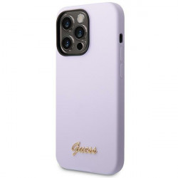 Guess GUHCP14XSLSMU Apple iPhone 14 Pro Max purple hard case Silicone Vintage Gold Logo Guess GUHCP14XSLSMU Apple iPhone 14 Pro Max purple hard case Silicone Vintage Gold Logo